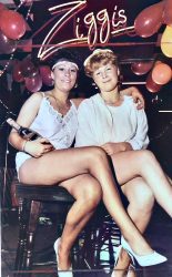 Tina Migas and Andrea Wainwright won heat one of Ziggi’s lovely legs contest 1986