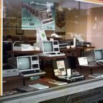 Front window of a computer store in West Germany, 1984