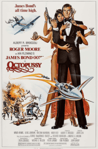 Roger Moore, Maud Adams, and Kabir Bedi in Octopussy (1983)