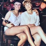 Tina Migas and Andrea Wainwright won heat one of Ziggi’s lovely legs contest 1986