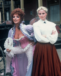 Joan Collins and Priscilla Barnes in The Wild Women of Chastity Gulch (1982)