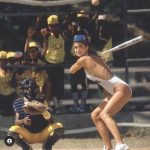 Kathy Ireland up to bat