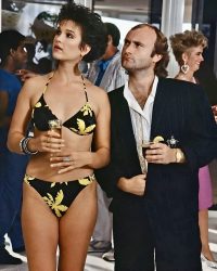 Phil Collins guest stars on “ Miami Vice” as Phil The Shill Mayhew (1985) also featured here Stephanie Mooney